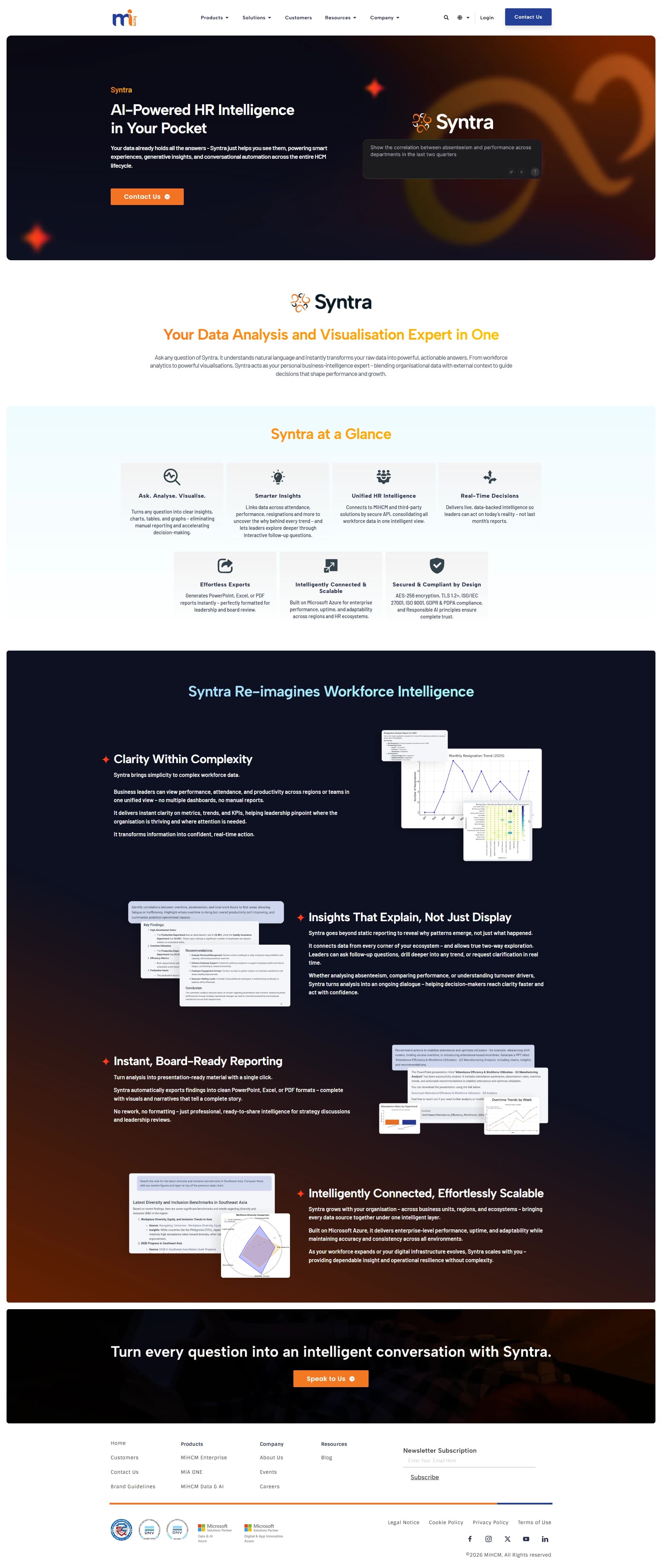 Syntra landing page on mihcm.com