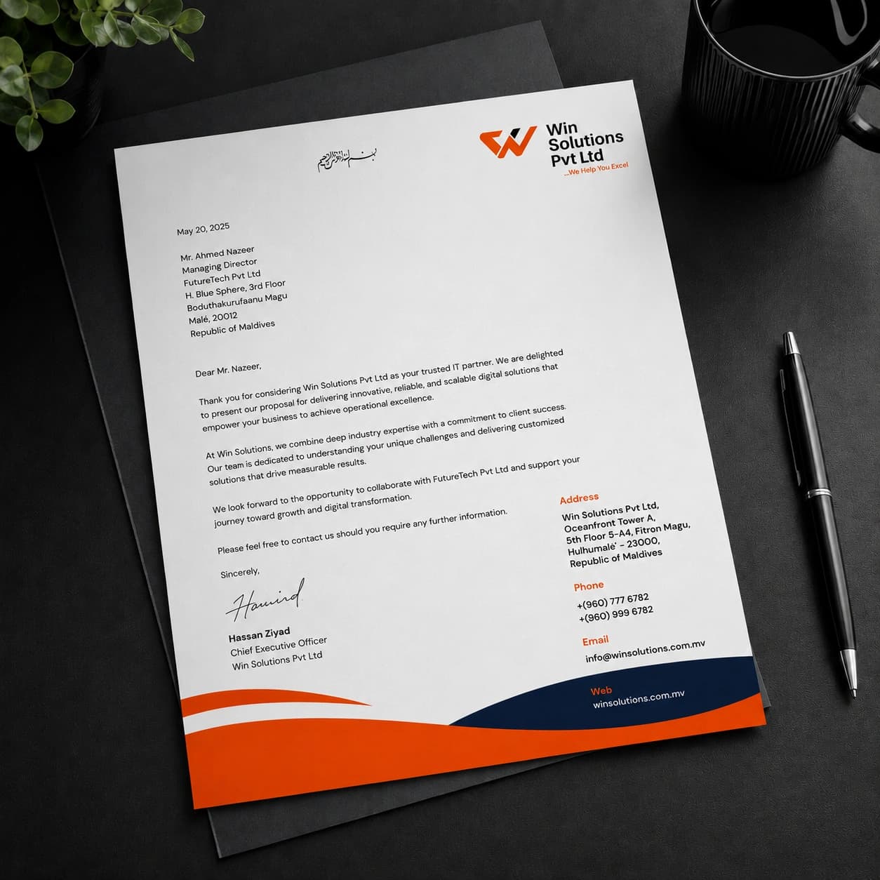 Win Solutions Letterhead